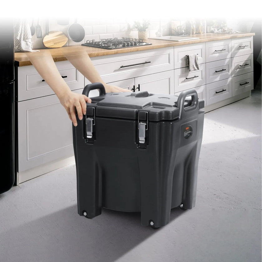 32 Qt Insulated Food Carrier, Stackable Catering Hot Box with 304 Stainless Steel Barrel, Non-Electric Food Warmer & Cold Food Transport Container for Catering, Restaurants & Events