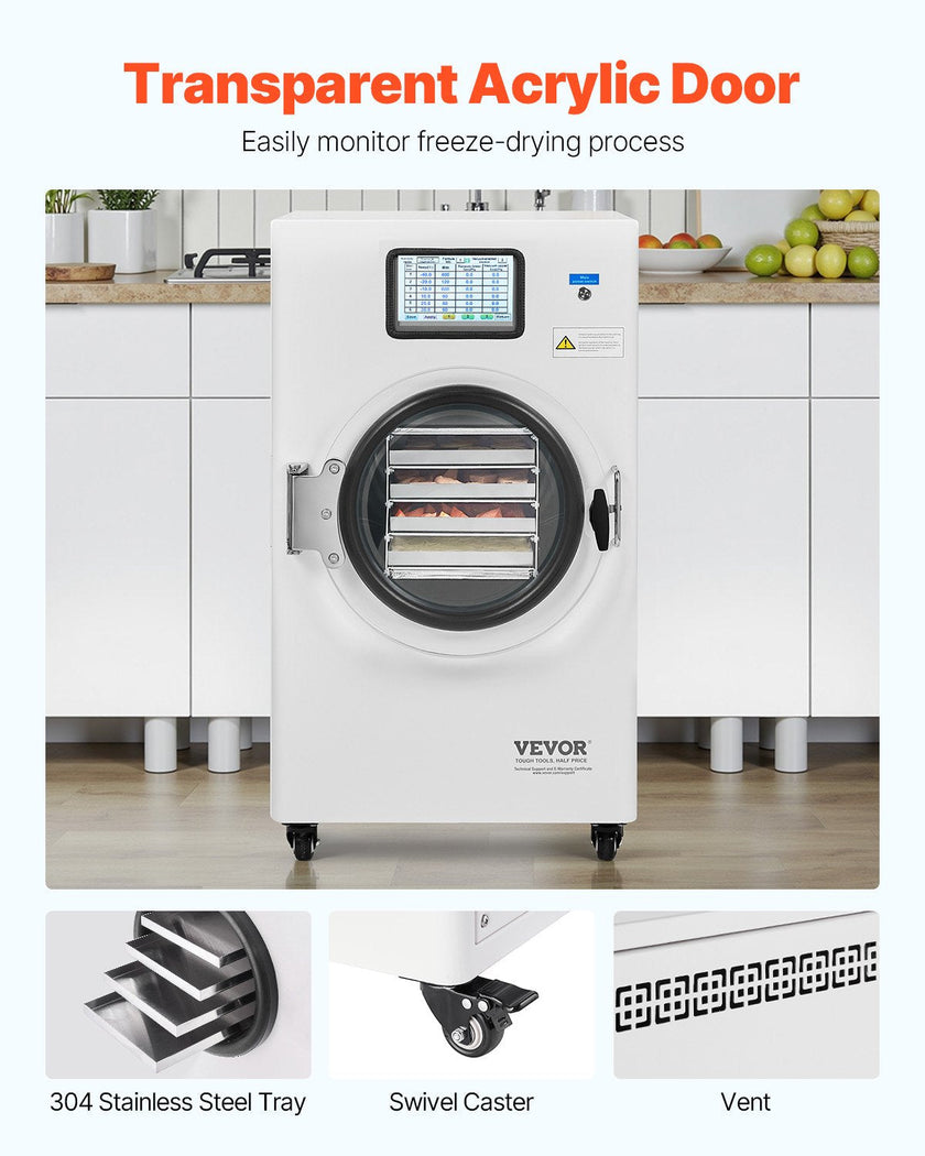 VEVOR Vacuum Freeze Dryer 4-Layer Fruit Vegetable Freeze Drying Machine White