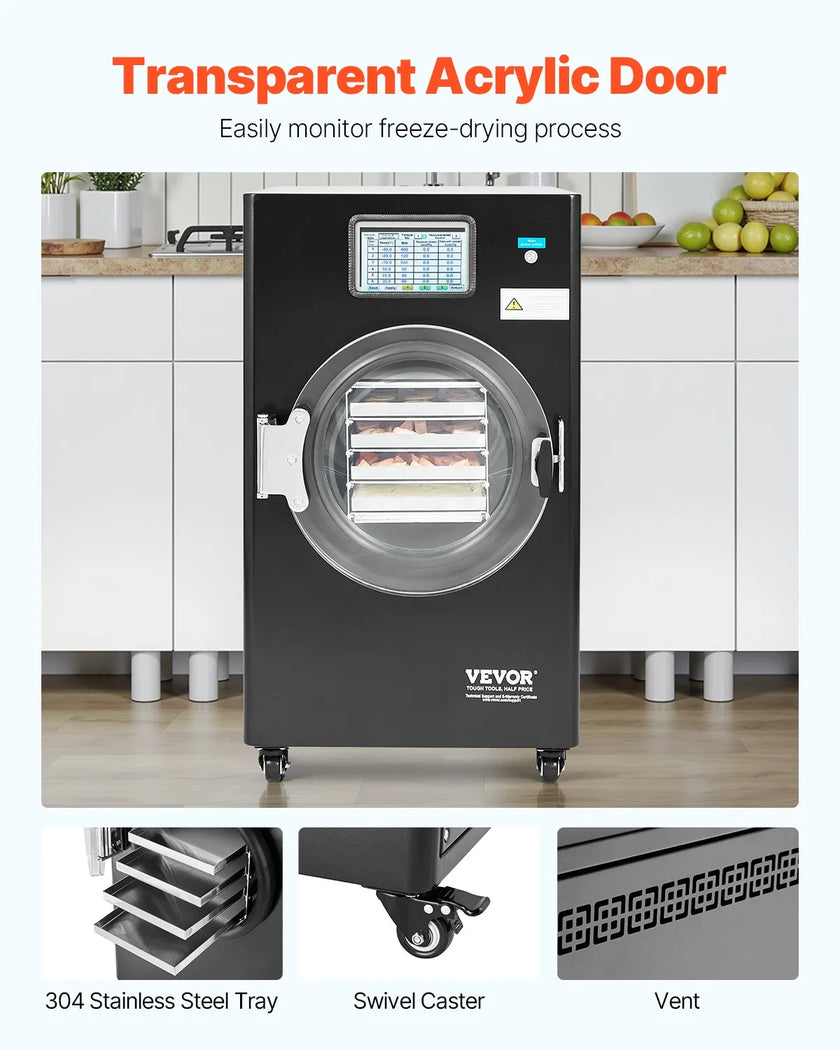 VEVOR Vacuum Freeze Dryer 4-Layer Fruit Vegetable Freeze Drying Machine Black