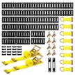 VEVOR E-Track Tie-Down Rail Kit, 8 Pack (5ft+4ft+2ft+1ft) E Track Rails, 36 Pcs Includes 2 Ratchet Straps & 8 O-Rings & 8 Tie-Offs with D-Ring & 2 Single Slots & 16 End Caps, Fit for Vans Trailers