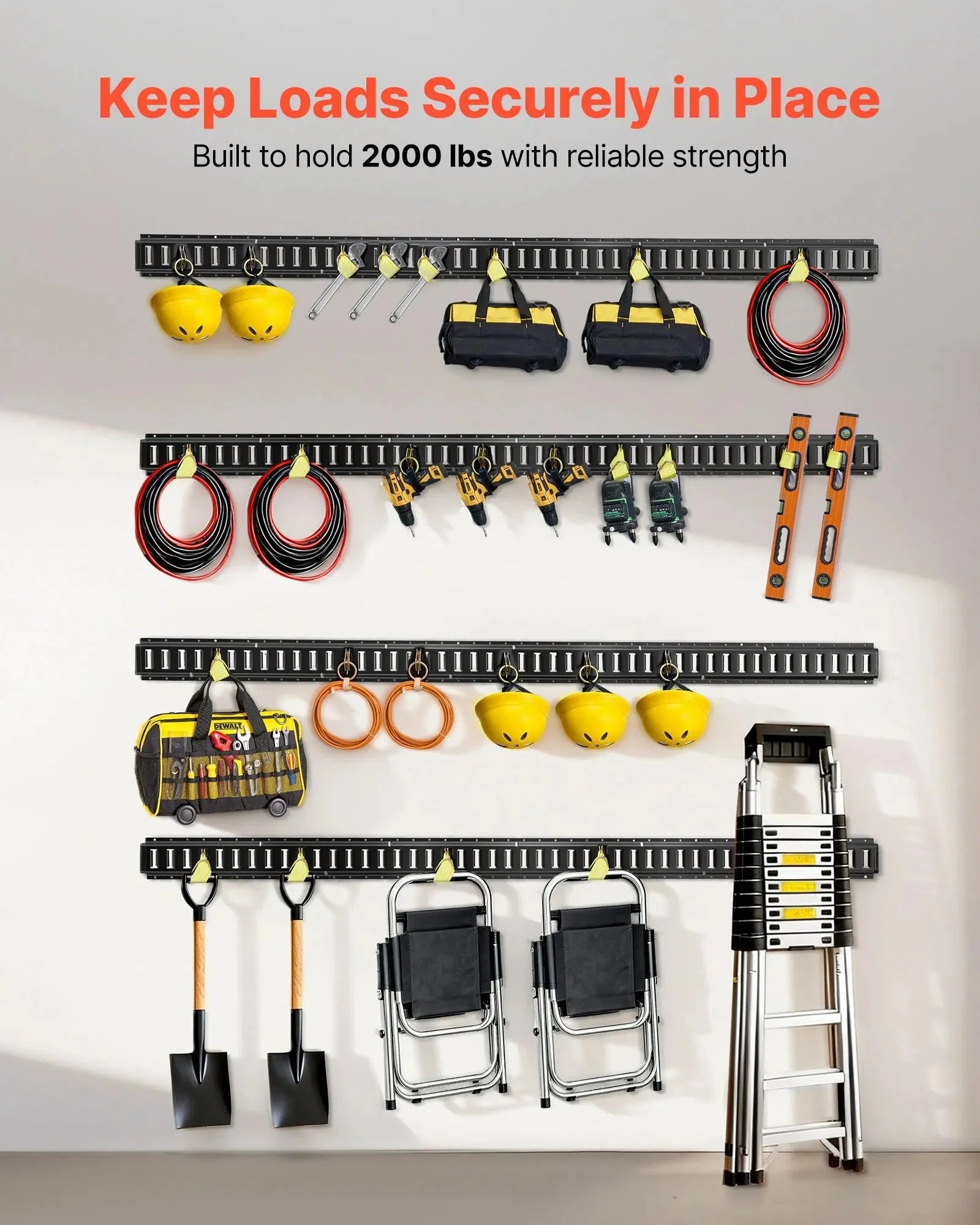 VEVOR E-Track Tie-Down Rails, 4 Pack, 7.7 ft E Track Rails Secures Cargo & Heavy Loads Up to 2,000 lbs, Trailer Tie-Down System Suitable for Garages, Vans, Motorcycle Tie Downs, ATV Mountings