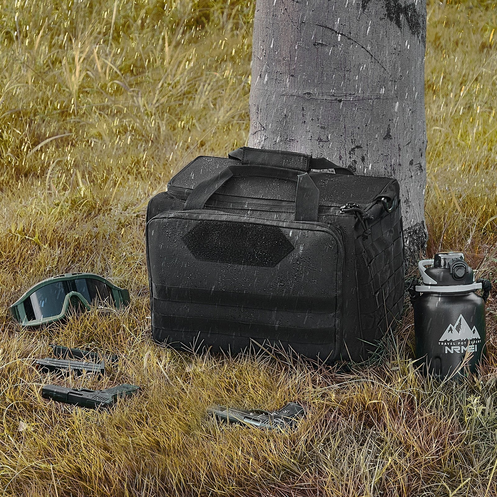 VEVOR Soft Pistol Case for 3 Pistols Handgun Bag Outdoor Hunting Shooting Black