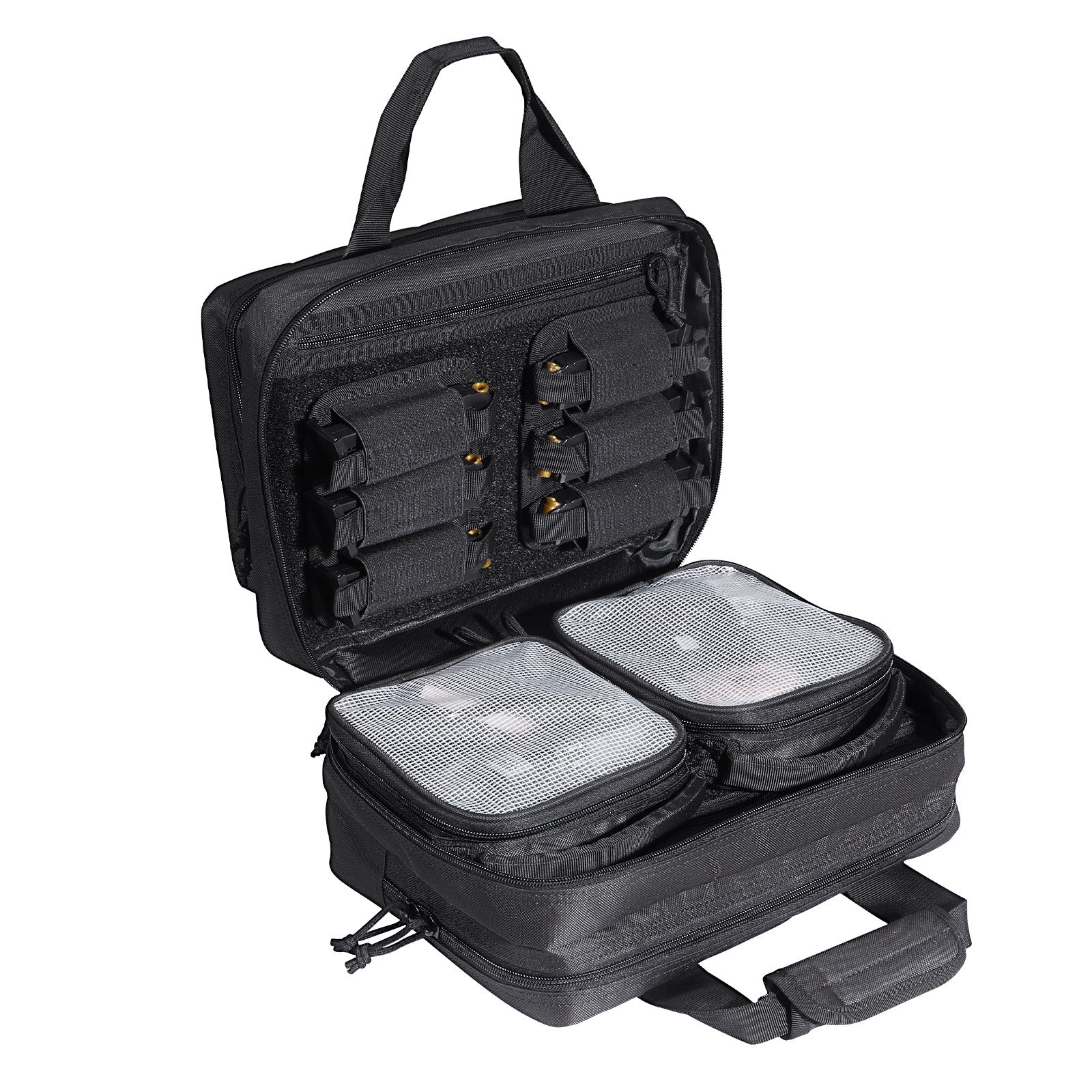VEVOR Range Bag for 2 Pistols Tactical Gun Bag 2 Built-in Pistol Bags Black