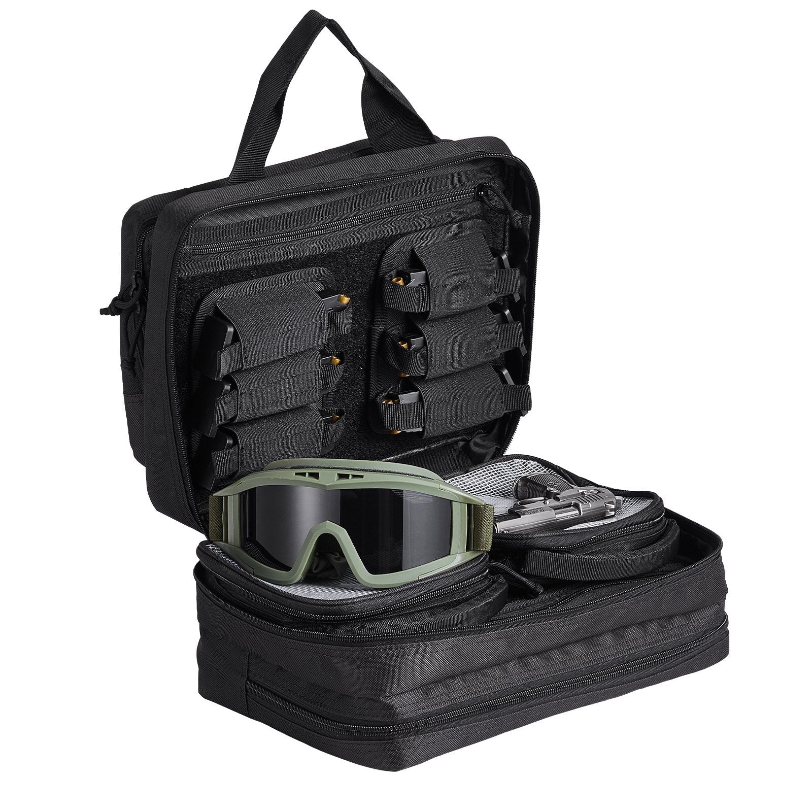 VEVOR Range Bag for 2 Pistols Tactical Gun Bag 2 Built-in Pistol Bags Black