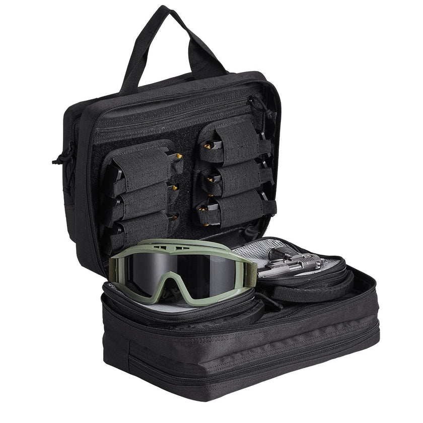 VEVOR Range Bag for 2 Pistols Tactical Gun Bag 2 Built-in Pistol Bags Black