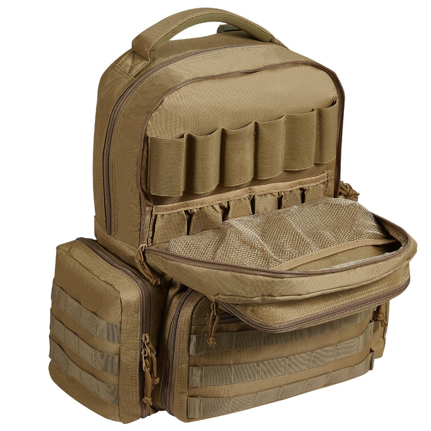 VEVOR Tactical Range Backpack for 6 Pistols Gun Backpack Brown