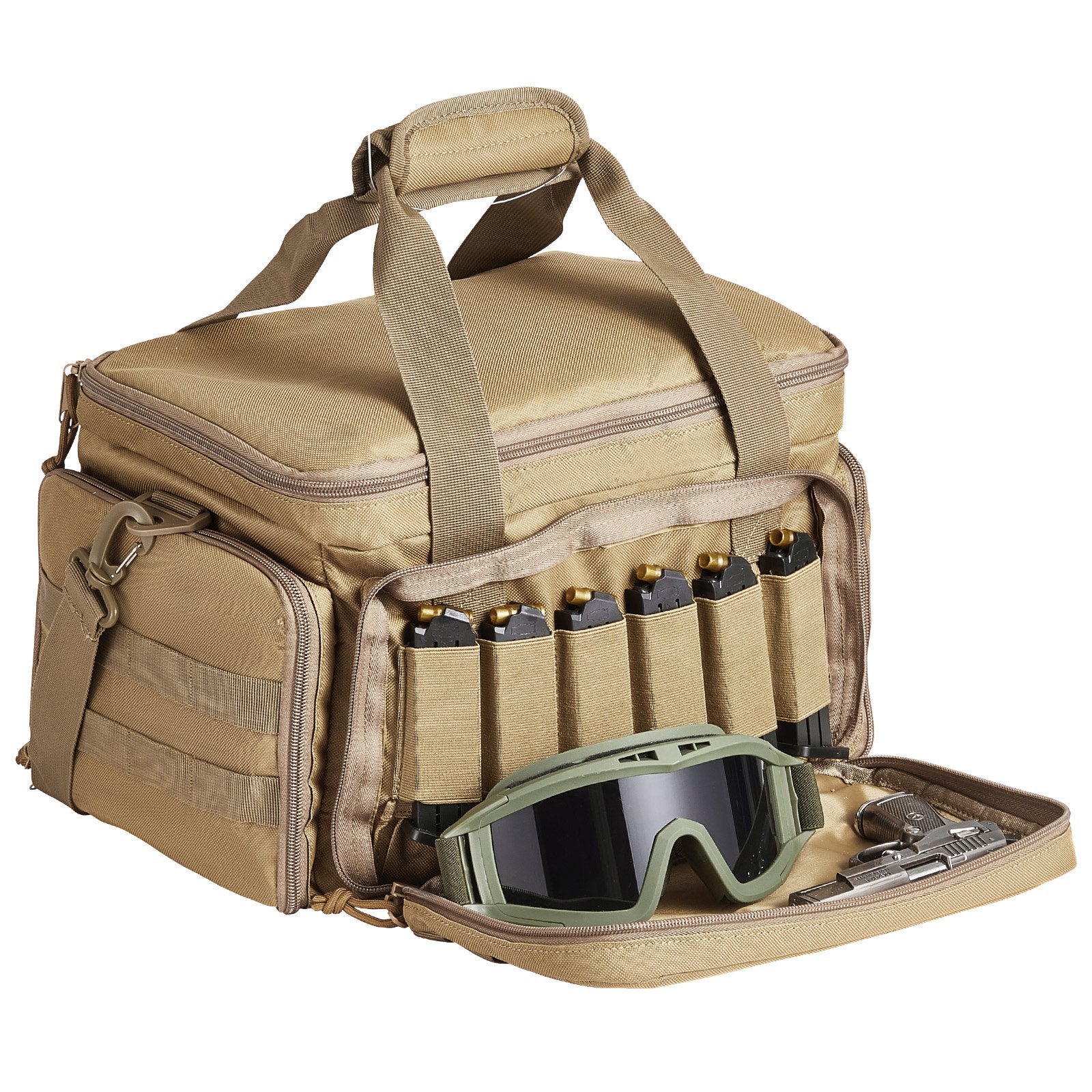 VEVOR Soft Pistol Case for 4 Pistols Handgun Bag Outdoor Hunting Shooting Brown