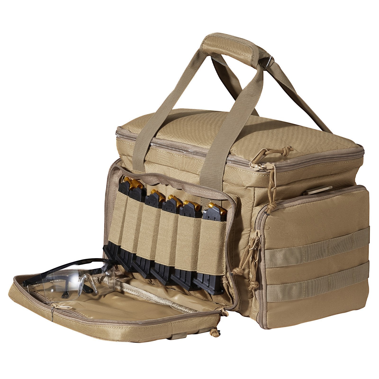 VEVOR Soft Pistol Case for 4 Pistols Handgun Bag Outdoor Hunting Shooting Brown