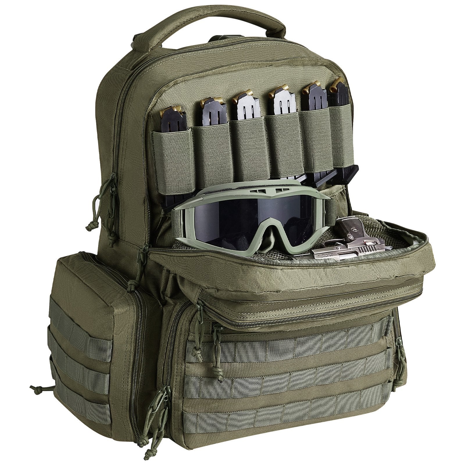 VEVOR Tactical Range Backpack for 6 Pistols Gun Backpack Green