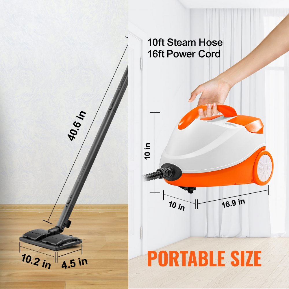 VEVOR Steam Cleaner 20 pcs Accessories 1.5L Tank for Floors Upholstery Cars