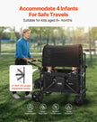 VEVOR Wagon Stroller for 4 Kids Push Pull Collapsible Stroller 330LBS Loading