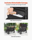 VEVOR Wagon Stroller for 4 Kids Push Pull Collapsible Stroller 330LBS Loading