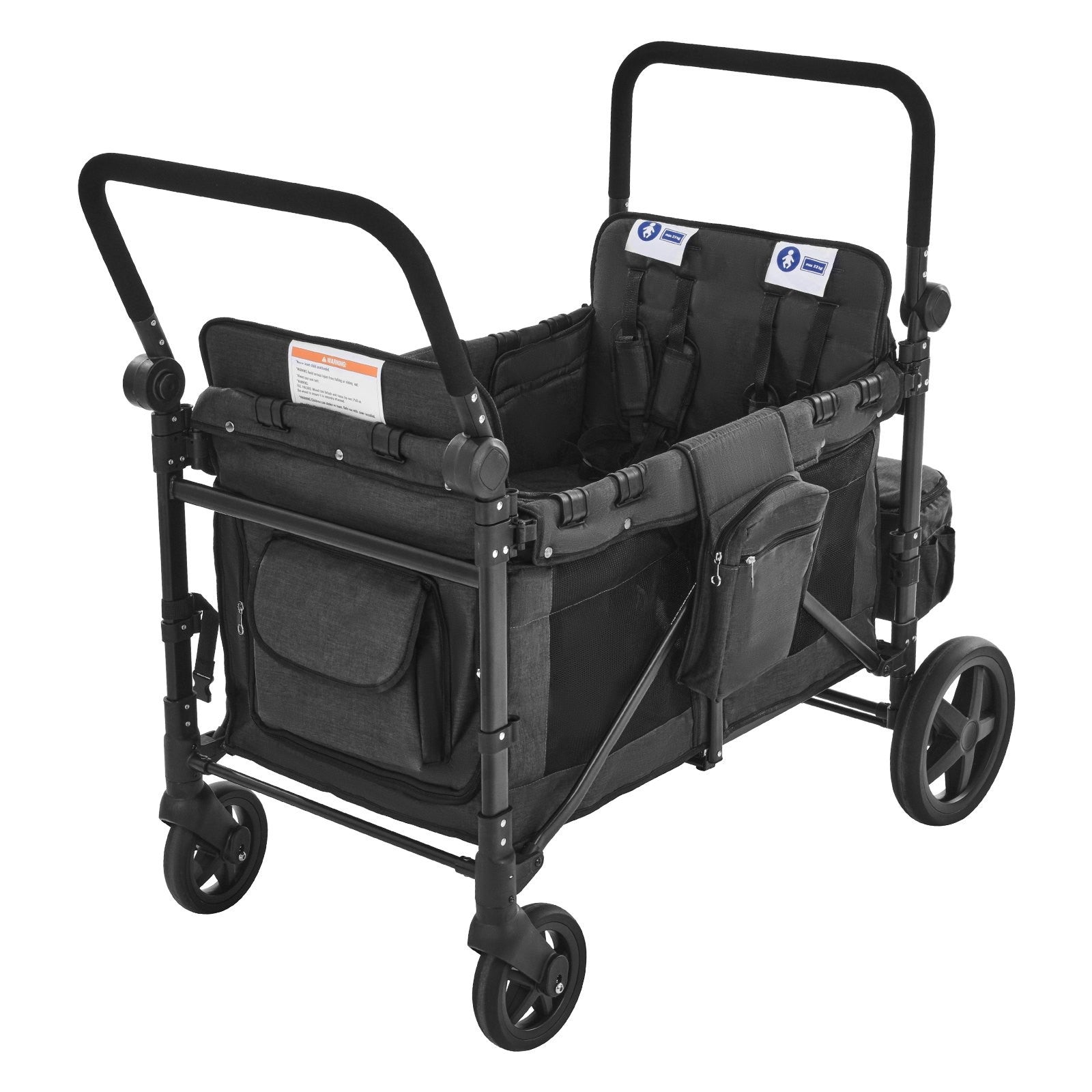 Wagon Stroller for 4 Kids Push Pull Quad Collapsible Stroller for Camping