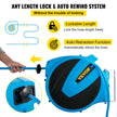 VEVOR Retractable Hose Reel, 1/2 inch x 100 ft, Any Length Lock & Automatic Rewind Water Hose, Wall Mounted Garden Hose Reel w/ 180° Swivel Bracket and 8 Pattern Hose Nozzle, Blue