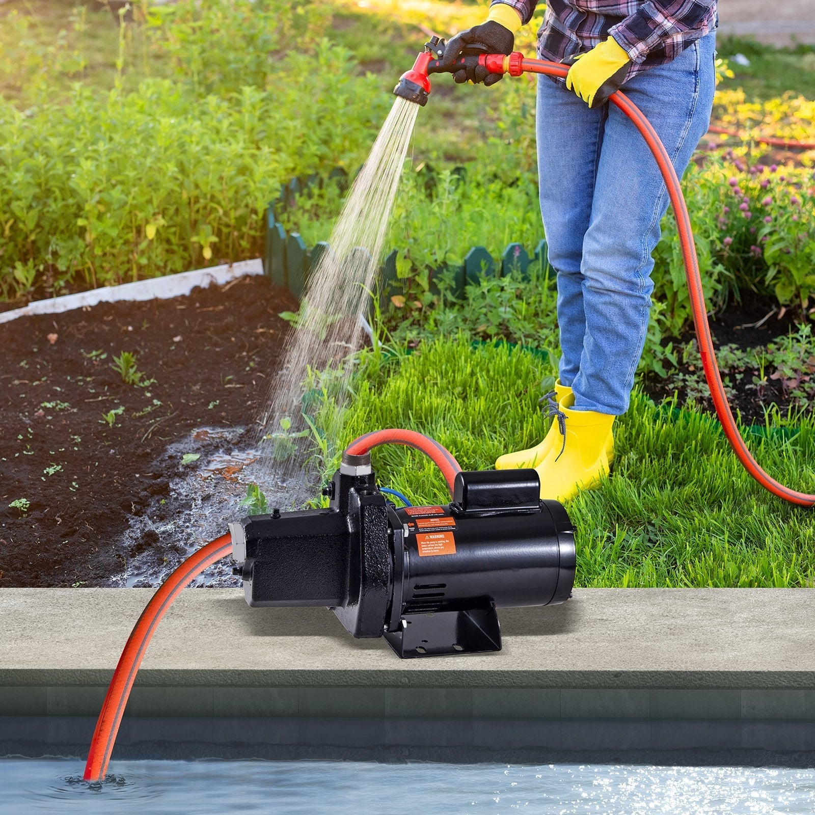 VEVOR 1.5 HP Cast Iron Sprinkler/Irrigation Pump, 115/230 Volt, 66 GPM 3450 RPM Shallow Well Jet Water Pump Booster, 1'' NPT Outlet 1-1/4'' NPT Inlet Lake Lawn Pump for Irrigation Sprinkler System