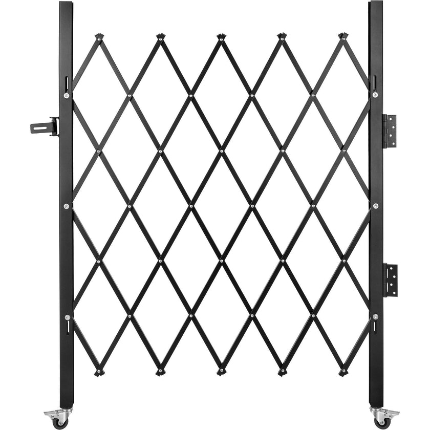 VEVOR Single Folding Security Gate, 5.1'H x 5.9'W ?61 x 71 inch?Folding Door Gate, Steel Accordion Security Gate, Flexible Expanding Security Gate, 360° Rolling Barricade Gate, Scissor Gate/Door with Padlock