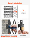 VEVOR Single Folding Security Gate, 7.1'H x 7.9' W（85 x 95 inch） Folding Door Gate, Steel Accordion Security Gate, Flexible Expanding Security Gate, 360° Rolling Barricade Gate, Scissor Gate/Door w/ Padlock