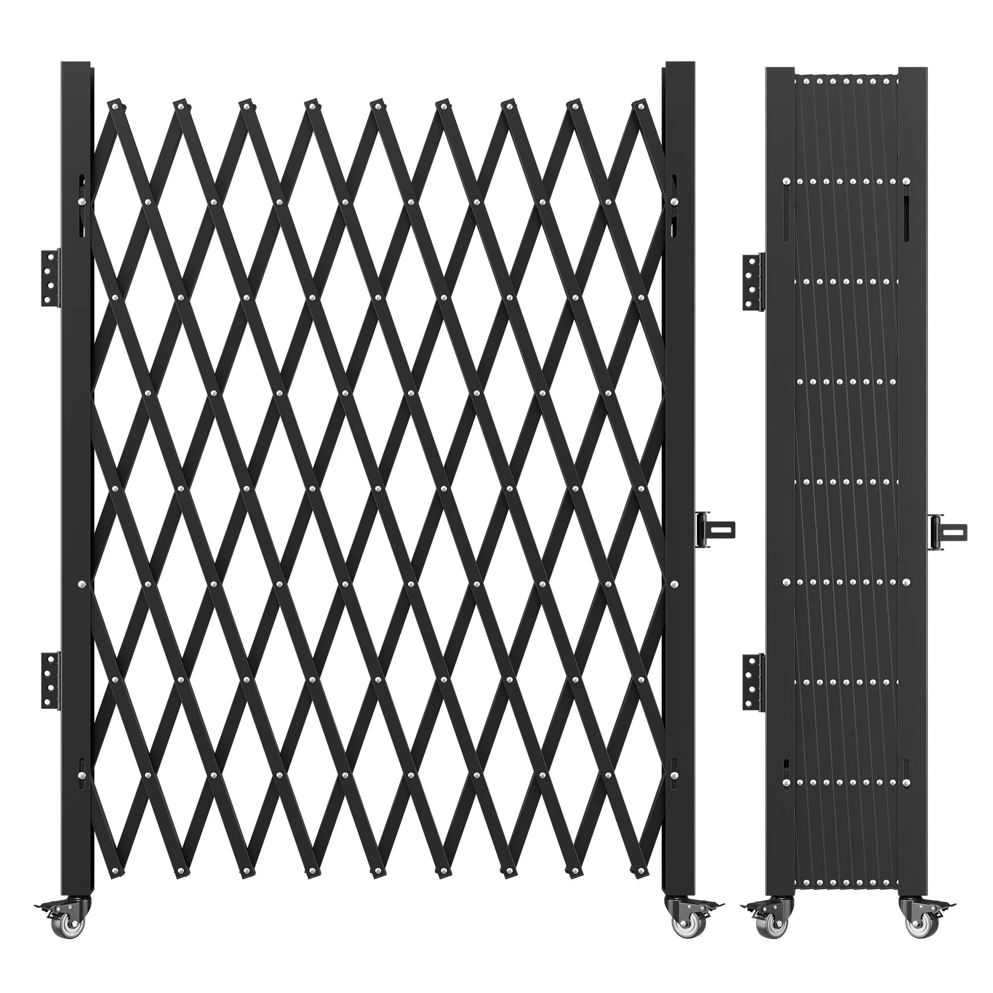 VEVOR Single Folding Security Gate, 7.1'H x 7.9' W（85 x 95 inch） Folding Door Gate, Steel Accordion Security Gate, Flexible Expanding Security Gate, 360° Rolling Barricade Gate, Scissor Gate/Door w/ Padlock