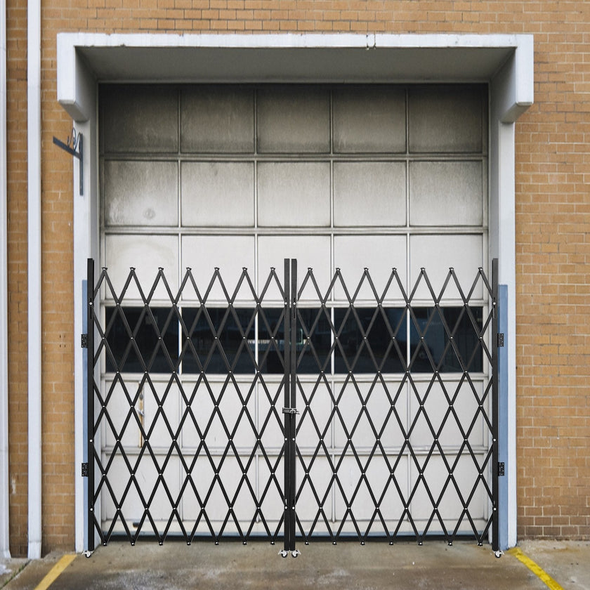 VEVOR Double Folding Security Gate, 5.1' H x 10.2' W Folding Door Gate, Steel Accordion Security Gate, Flexible Expanding Security Gate, 360° Rolling Barricade Gate, Scissor Gate or Door with Padlock
