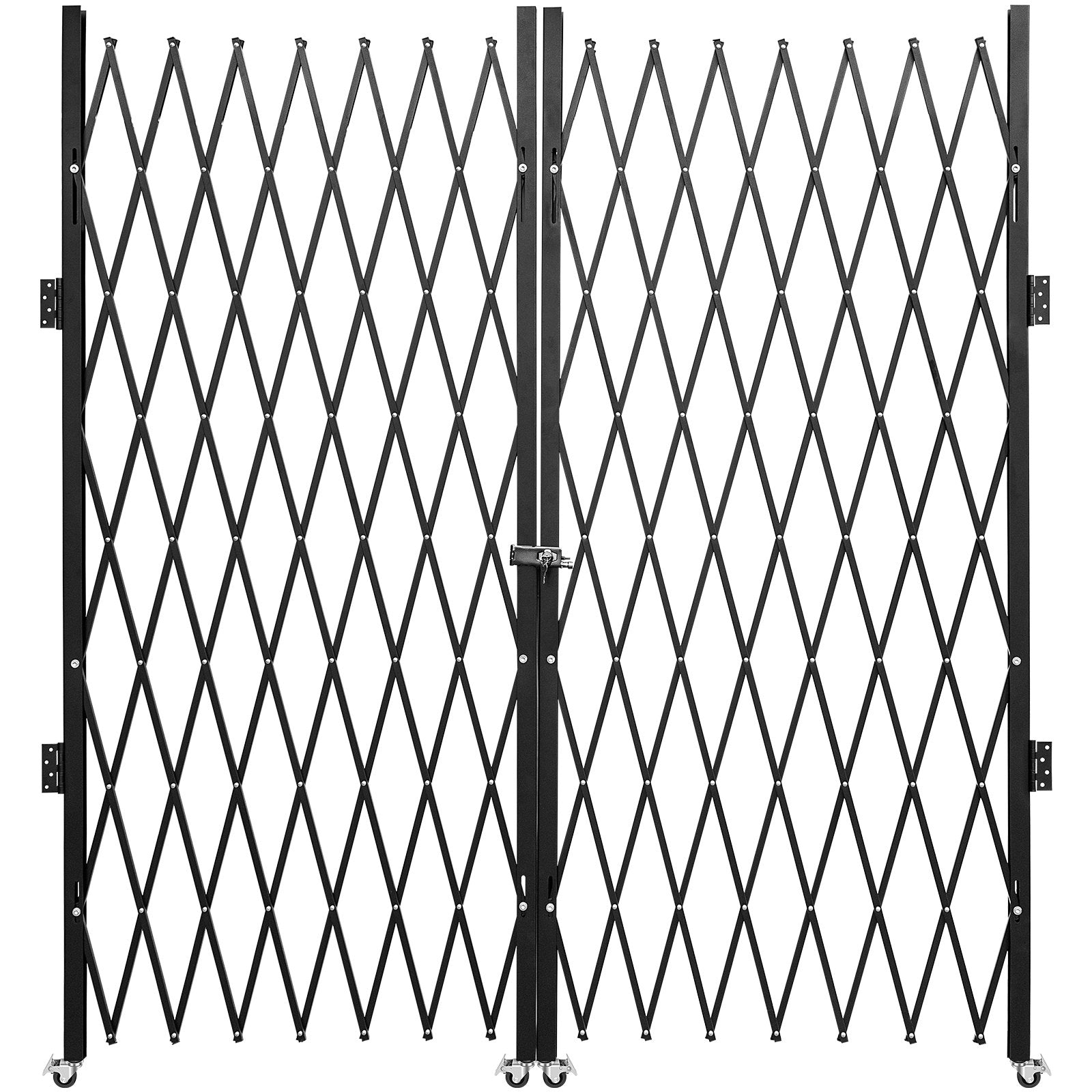 VEVOR Double Folding Security Gate, 5.1' H x 10.2' W Folding Door Gate, Steel Accordion Security Gate, Flexible Expanding Security Gate, 360° Rolling Barricade Gate, Scissor Gate or Door with Padlock