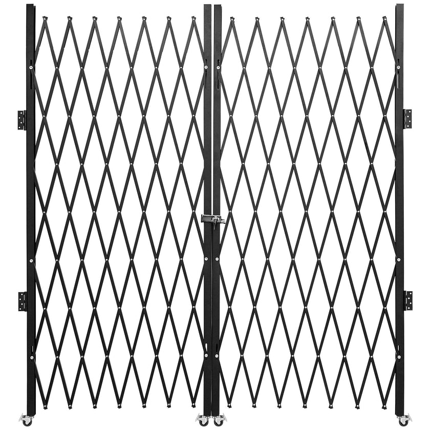 VEVOR Double Folding Security Gate, 5.1' H x 10.2' W Folding Door Gate, Steel Accordion Security Gate, Flexible Expanding Security Gate, 360° Rolling Barricade Gate, Scissor Gate or Door with Padlock