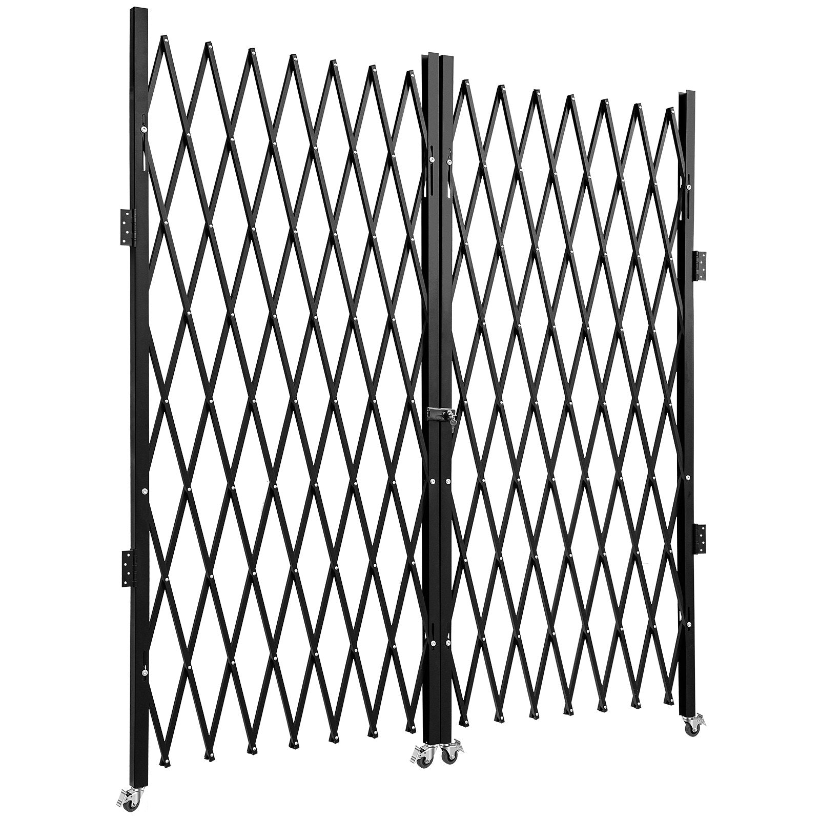 VEVOR Double Folding Security Gate, 5.1' H x 10.2' W Folding Door Gate, Steel Accordion Security Gate, Flexible Expanding Security Gate, 360° Rolling Barricade Gate, Scissor Gate or Door with Padlock