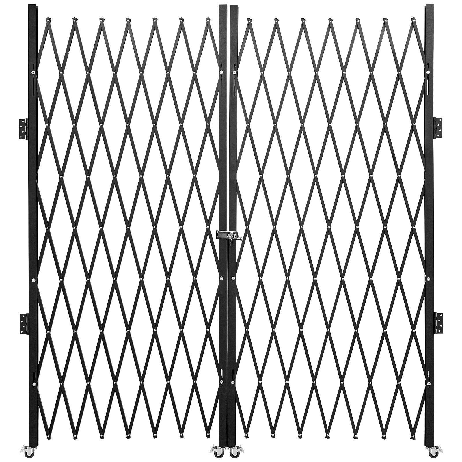 VEVOR Double Folding Security Gate, 7.1' H x 12.5' W Folding Door Gate, Steel Accordion Security Gate, Flexible Expanding Security Gate, 360° Rolling Barricade Gate, Scissor Gate or Door w/ Padlock