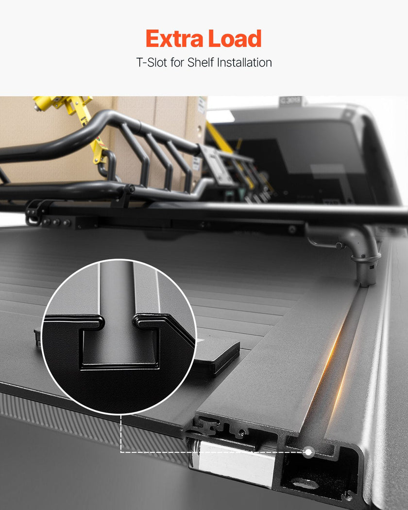 VEVOR 5.7 ft Retractable Tonneau Cover Hard Tonneau Cover for Dodge Ram 1500