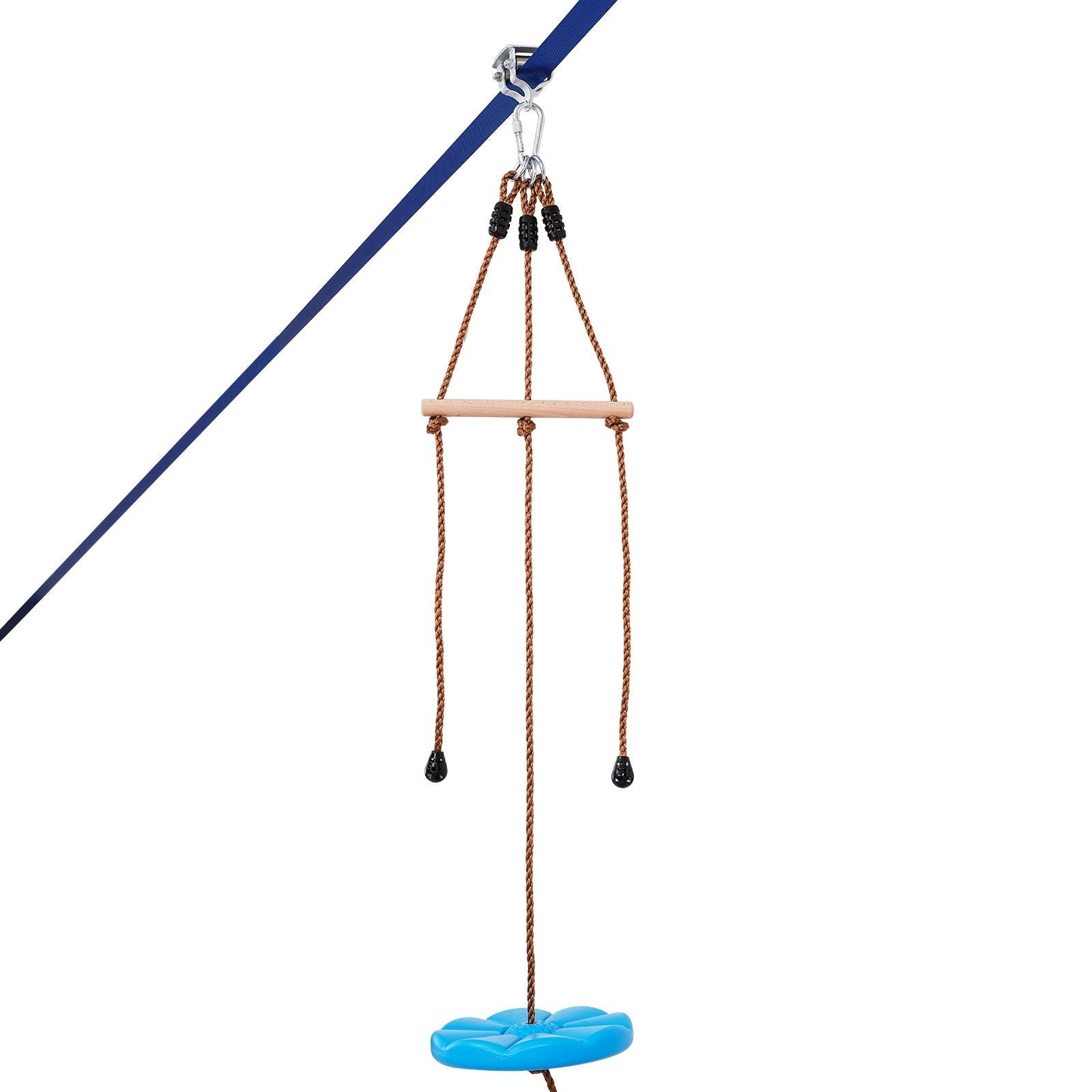 VEVOR Zipline Kit for Kids and Adult, 52 ft Zip Line Kits Up to 500 lb, Backyard Outdoor Quick Setup Zipline, Playground Entertainment with Zipline, Nylon Safety Harness, Seat, and Handlebar