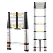 12.5FT Telescoping Ladder, Aluminum Collapsible Extension Ladder with One-Touch Retraction, 330 lbs Capacity