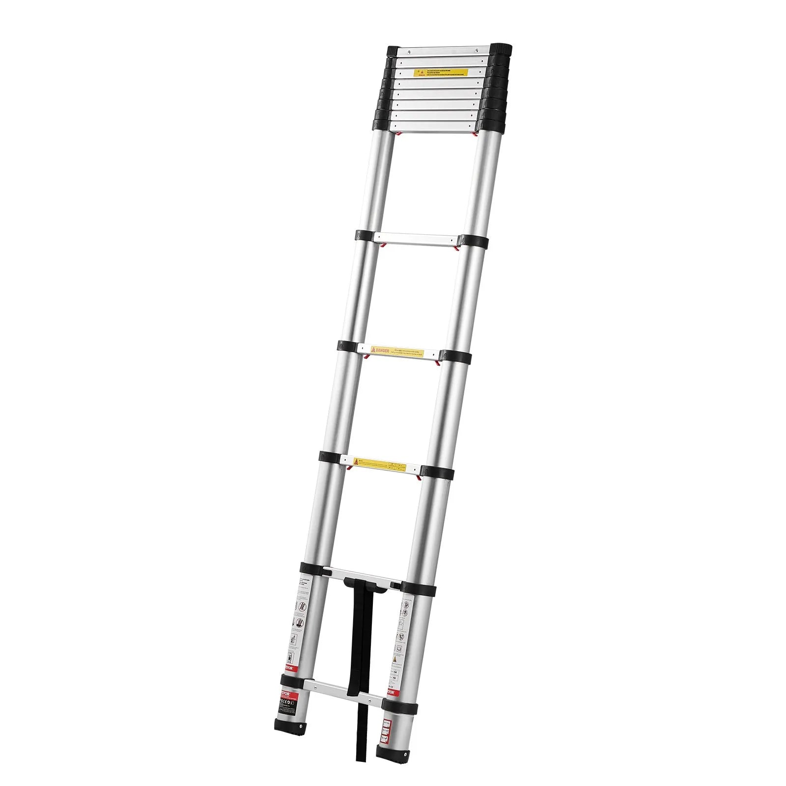12.5FT Telescoping Ladder, Aluminum Collapsible Extension Ladder with One-Touch Retraction, 330 lbs Capacity