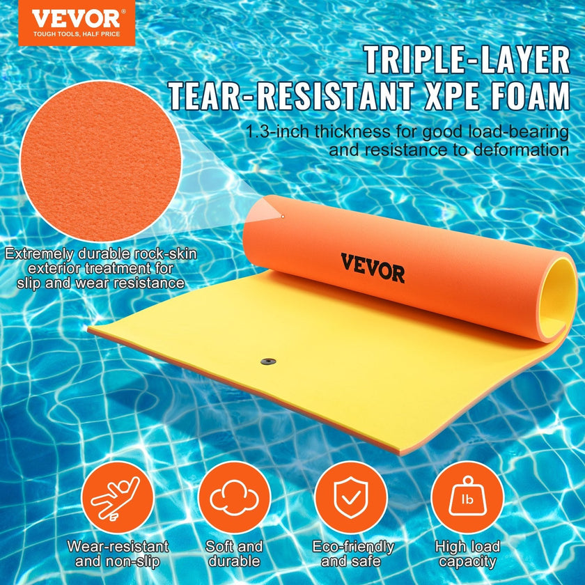 VEVOR Lily Pad Floating Mat, Large 9x6 FT Floating Water Pad, 3-Layer Floating Dock for Adults Kids, 1.3