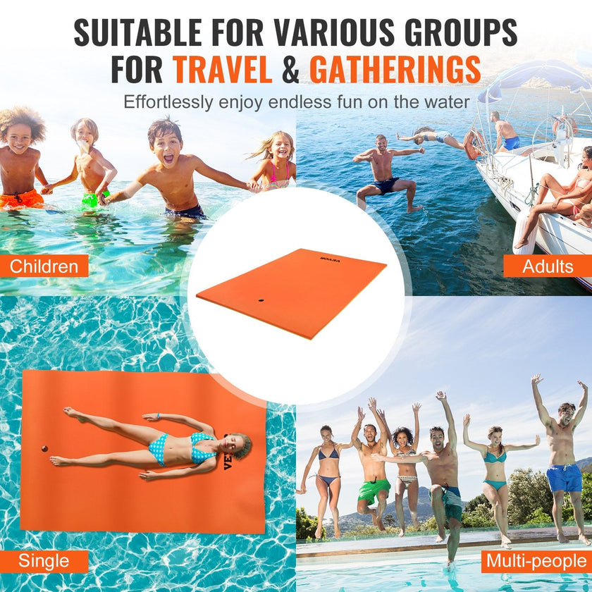 VEVOR Lily Pad Floating Mat, Large 9x6 FT Floating Water Pad, 3-Layer Floating Dock for Adults Kids, 1.3