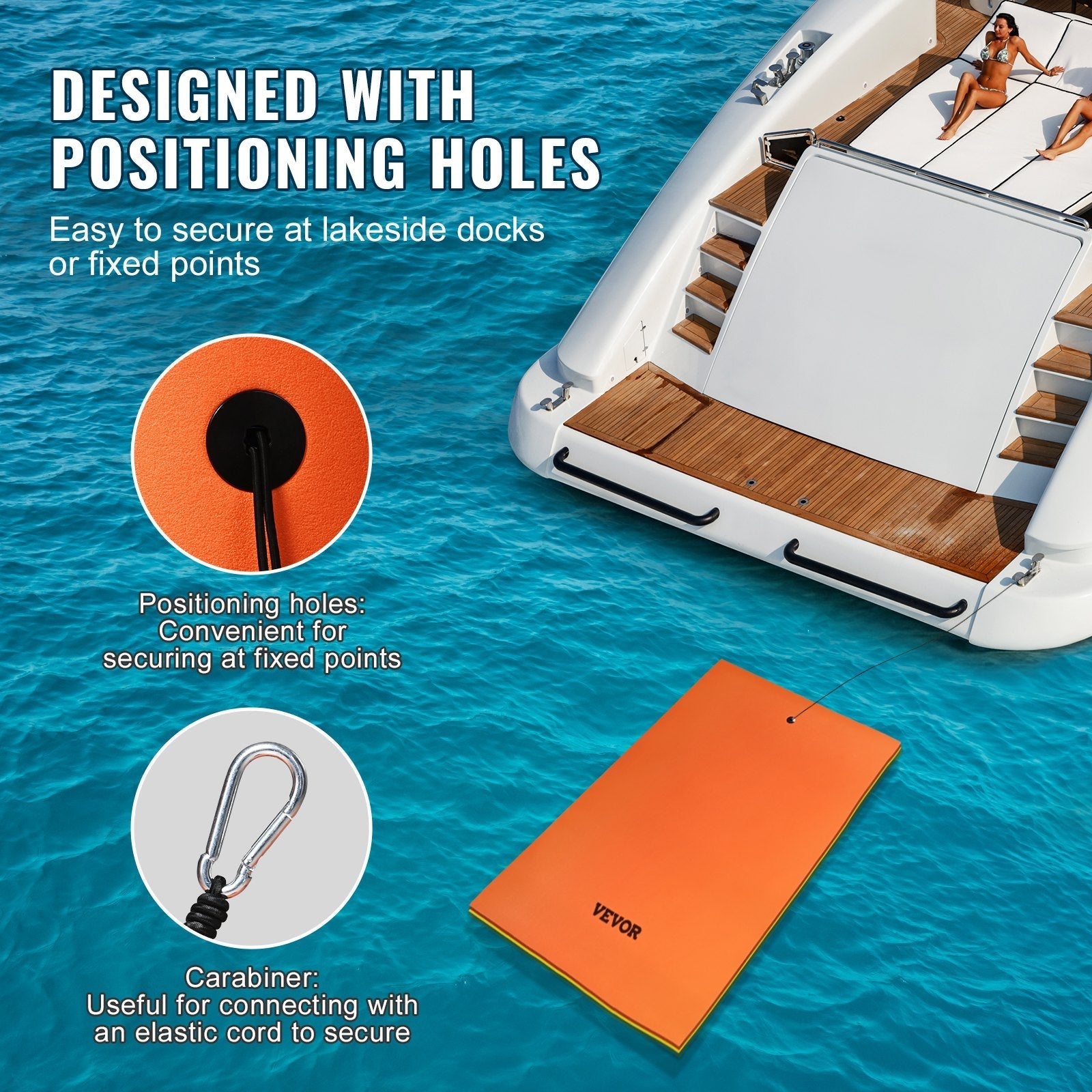 VEVOR Lily Pad Floating Mat, Large 12x6 FT Floating Water Pad, 3-Layer Floating Dock for Adults Kids, 1.3