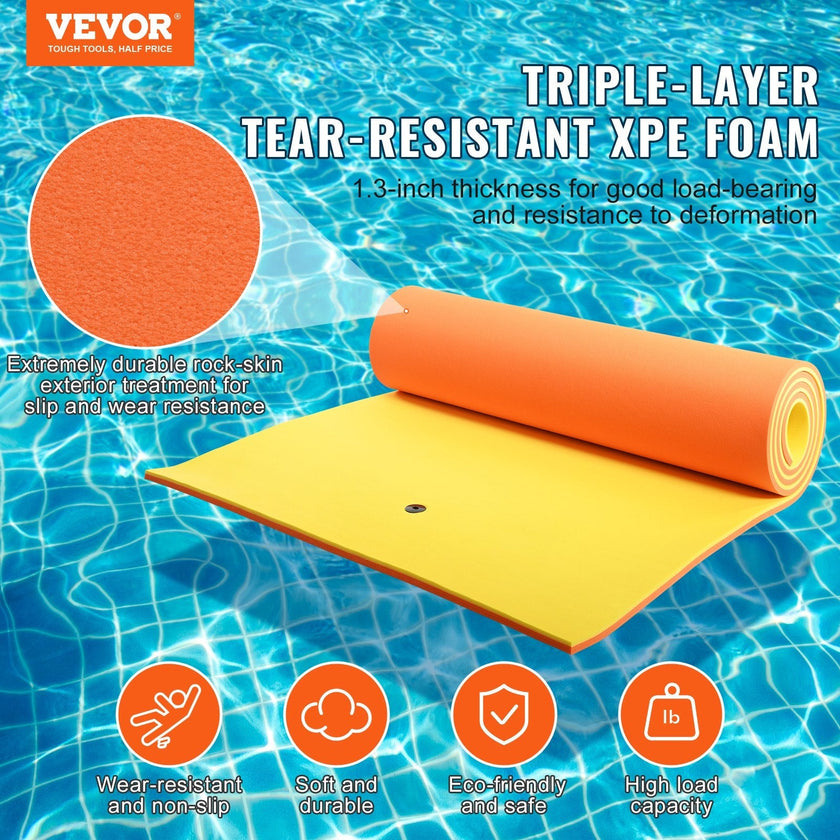 VEVOR Lily Pad Floating Mat, Large 18x6 FT Floating Water Pad, 3-Layer Floating Dock for Adults Kids, 1.3