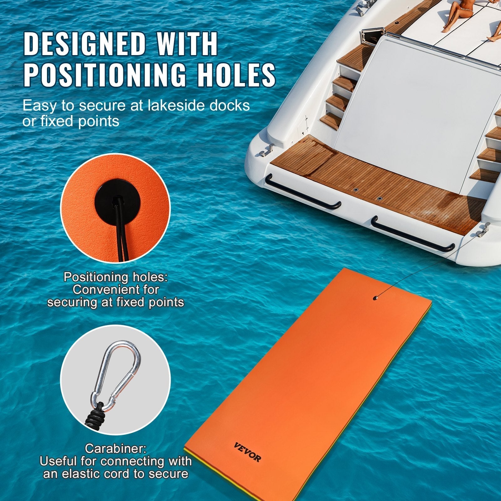 VEVOR Lily Pad Floating Mat, Large 18x6 FT Floating Water Pad, 3-Layer Floating Dock for Adults Kids, 1.3
