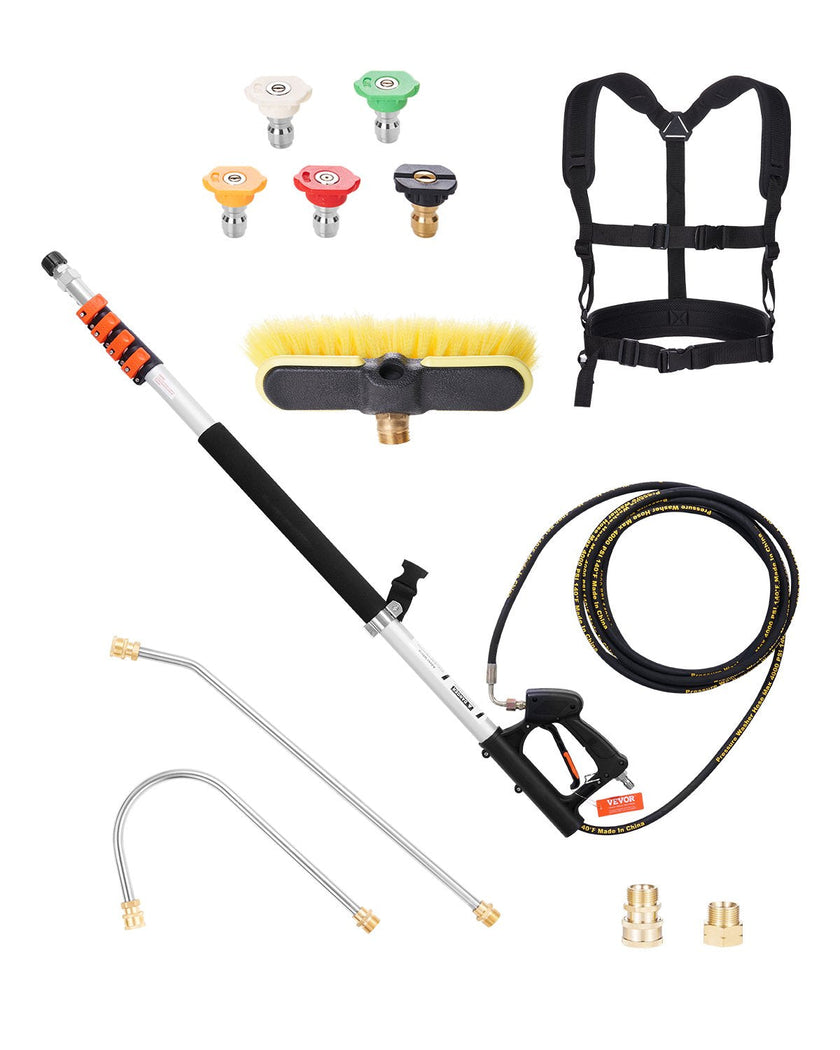 VEVOR Pressure Washer Telescoping Wand 18 ft Brush Head Telescopic Spray Wand