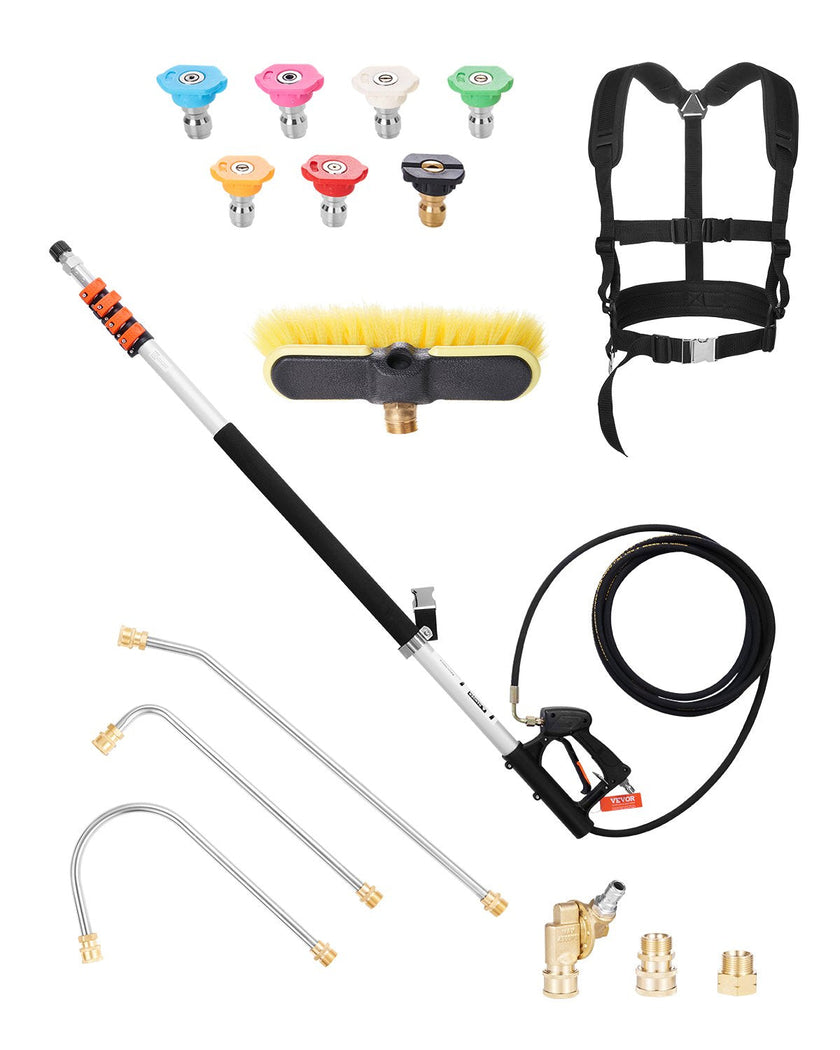 VEVOR Pressure Washer Telescoping Wand 21 ft Brush Head Telescopic Spray Wand