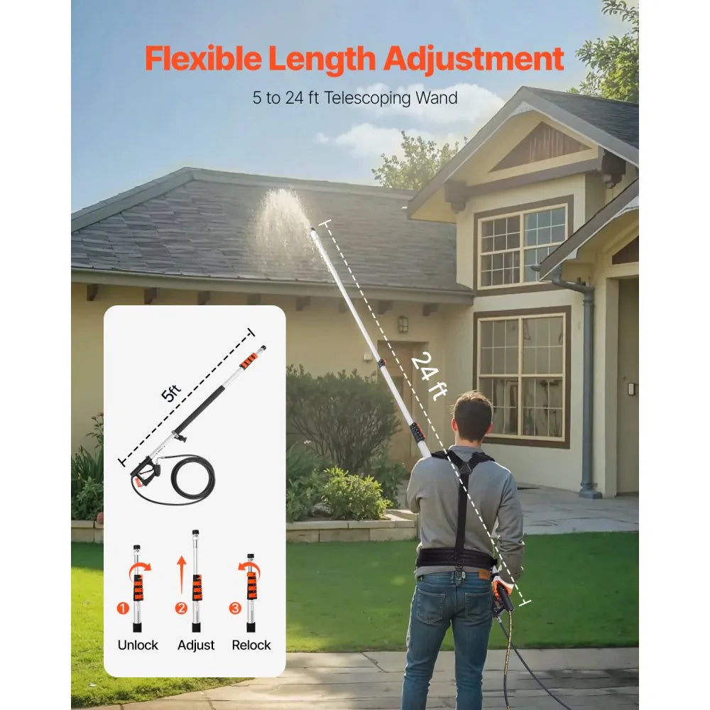 VEVOR Pressure Washer Telescoping Wand 21 ft 4000 psi Telescopic Spray Wand