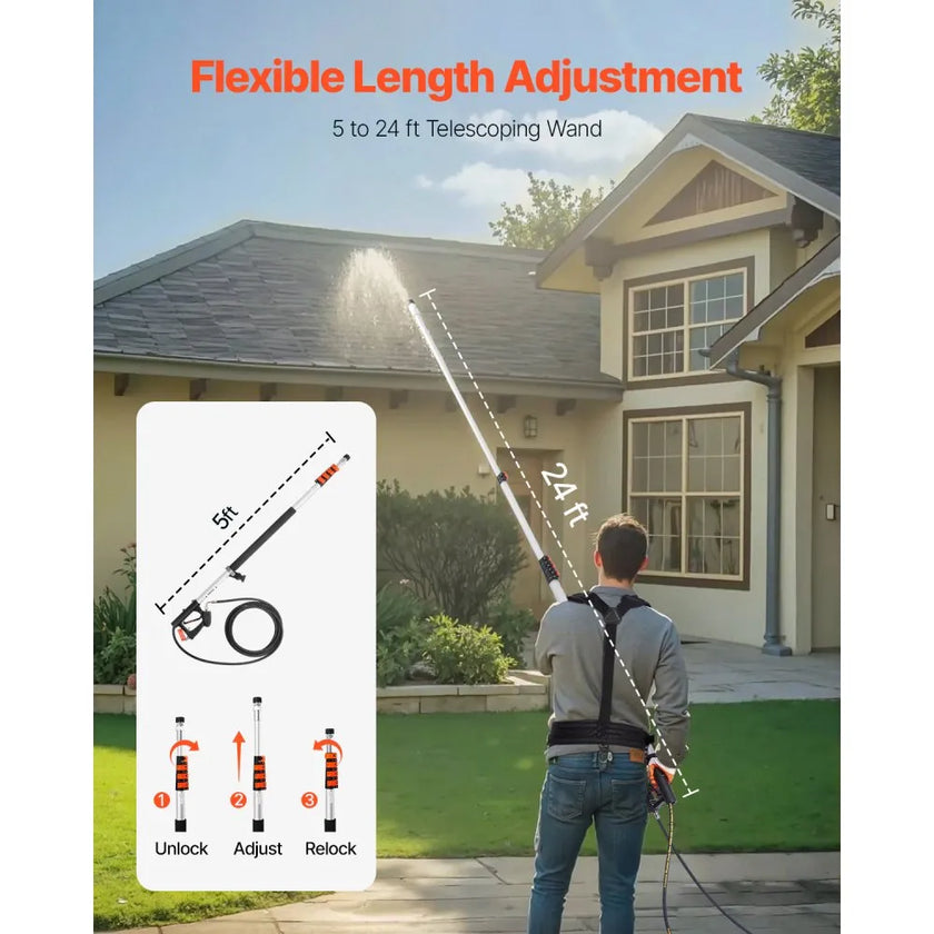 VEVOR Pressure Washer Telescoping Wand 21 ft 4000 psi Telescopic Spray Wand