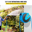 VEVOR Retractable Hose Reel, 5/8 inch x 65 ft, Any Length Lock & Automatic Rewind Water Hose, Wall Mounted Garden Hose Reel w/ 180° Swivel Bracket and 7 Pattern Hose Nozzle, Blue