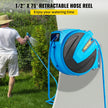 VEVOR Retractable Hose Reel, 1/2 inch x 75 ft, Any Length Lock & Automatic Rewind Water Hose, Wall Mounted Garden Hose Reel w/ 180° Swivel Bracket and 7 Pattern Hose Nozzle, Blue