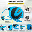 VEVOR Retractable Hose Reel, 1/2 inch x 75 ft, Any Length Lock & Automatic Rewind Water Hose, Wall Mounted Garden Hose Reel w/ 180° Swivel Bracket and 7 Pattern Hose Nozzle, Blue