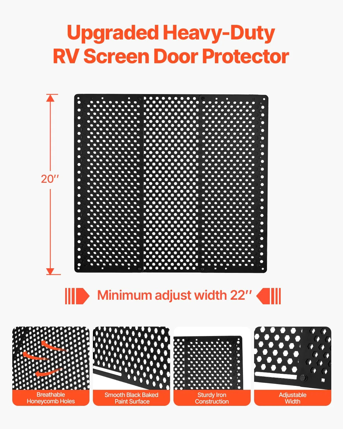 VEVOR RV Screen Door Protector Adjusts from 22 to 31.5 in Adjustable Door Grille