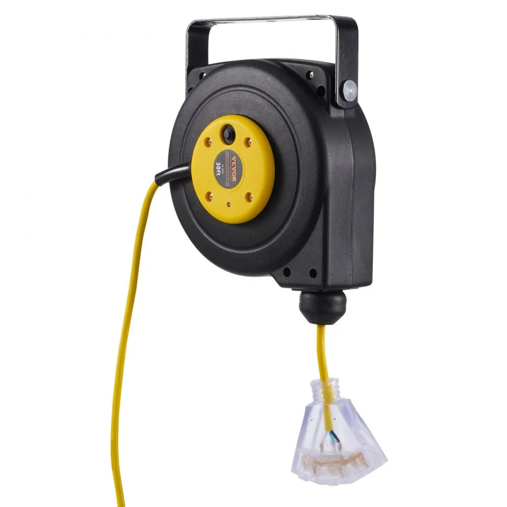 VEVOR Retractable Extension Cord Reel Power Cord Reel 30FT 16AWG/3C SJTOW