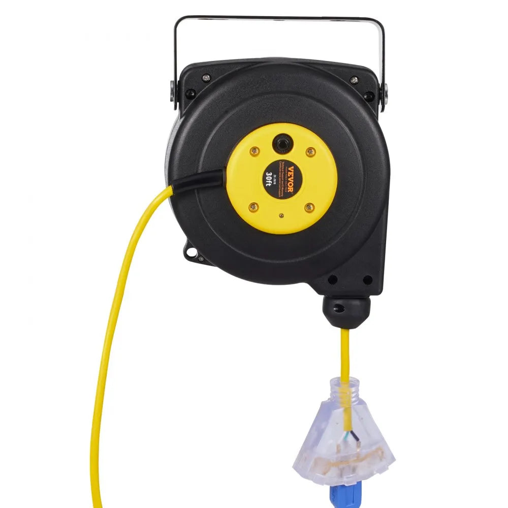 VEVOR Retractable Extension Cord Reel Power Cord Reel 30FT 16AWG/3C SJTOW