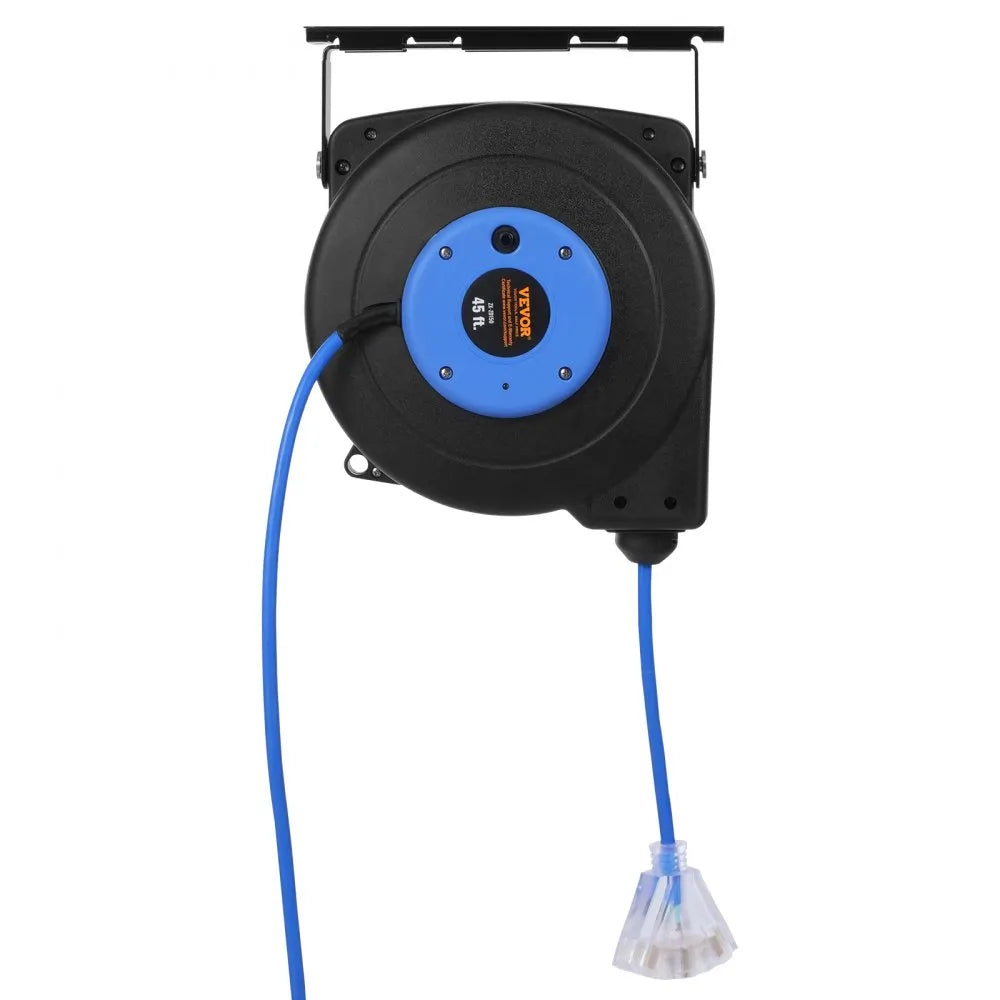 VEVOR Retractable Extension Cord Reel Power Cord Reel 45FT 12AWG/3C SJTOW