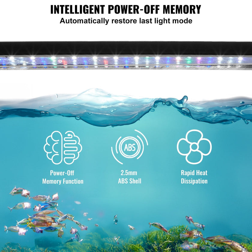 VEVOR Aquarium Light, 10W Full Spectrum Fish Tank Light with 5 Levels Adjustable Brightness, Adjustable Timer and Power-Off Memory, with ABS Shell Extendable Brackets for 12