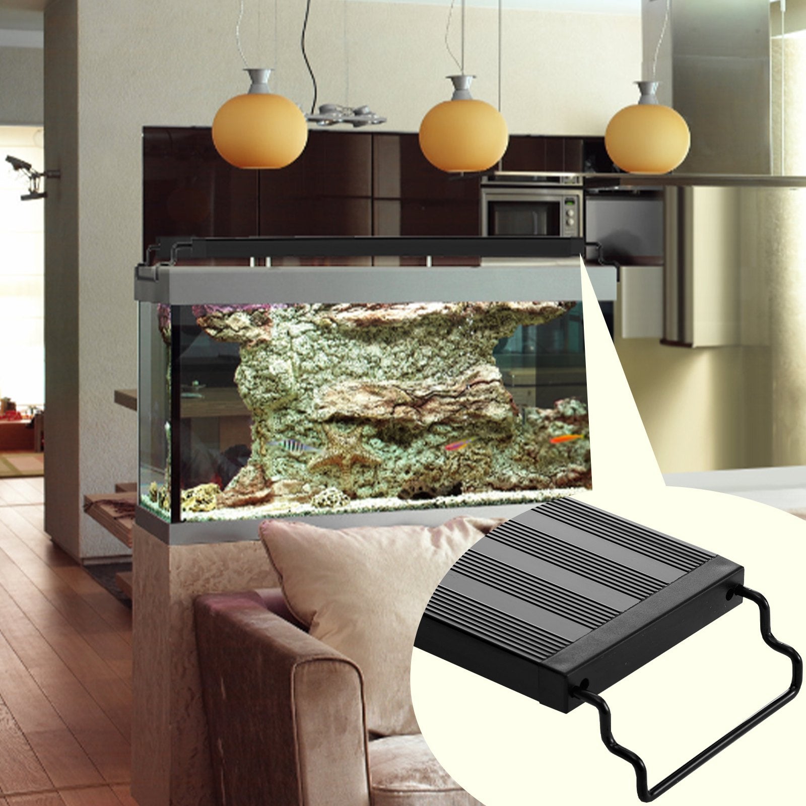 VEVOR Aquarium Light, 10W Full Spectrum Fish Tank Light with 5 Levels Adjustable Brightness, Adjustable Timer and Power-Off Memory, with ABS Shell Extendable Brackets for 12