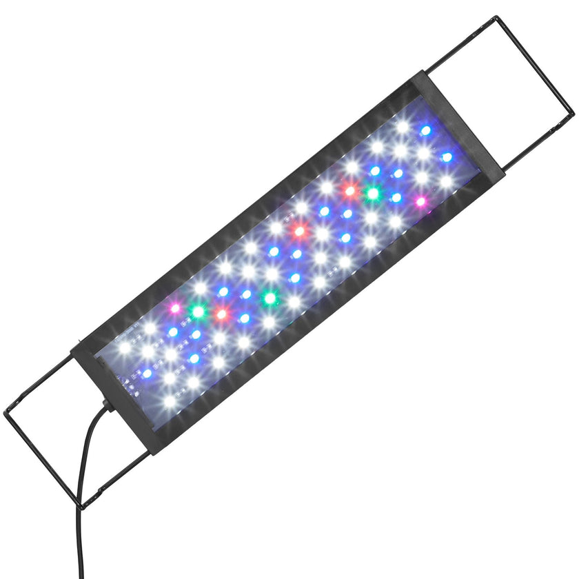 VEVOR Aquarium Light, 10W Full Spectrum Fish Tank Light with 5 Levels Adjustable Brightness, Adjustable Timer and Power-Off Memory, with ABS Shell Extendable Brackets for 12